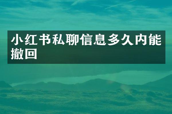 小红书私聊信息多久内能撤回