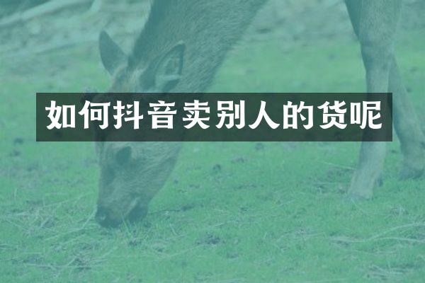 如何抖音卖别人的货呢