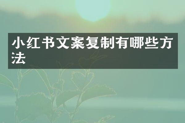 小红书文案复制有哪些方法
