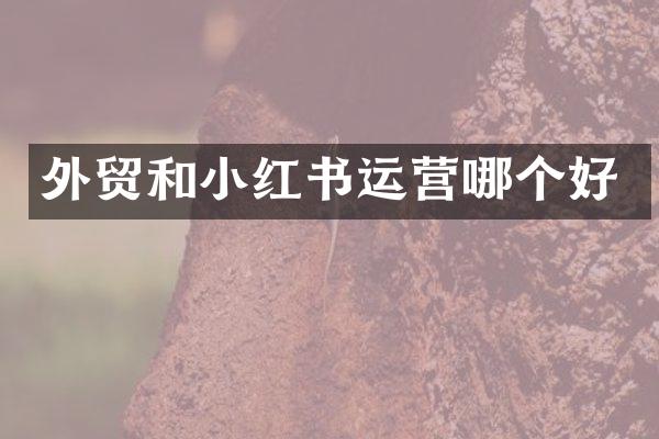 外贸和小红书运营哪个好