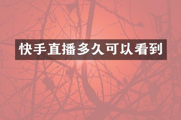 快手直播多久可以看到