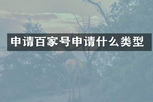 申请百家号申请什么类型