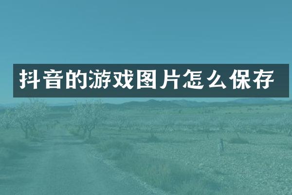 抖音的游戏图片怎么保存