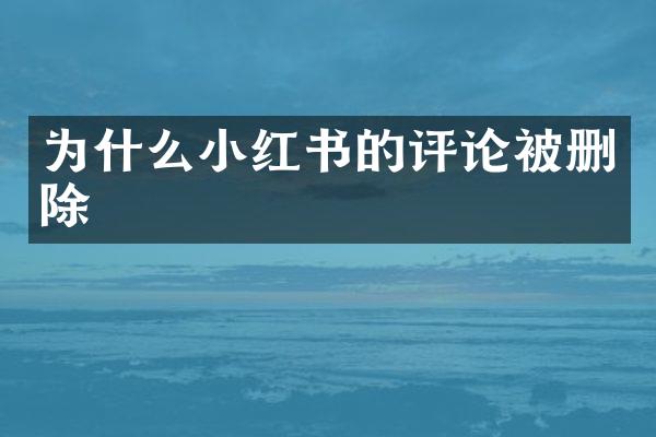 为什么小红书的评论被删除