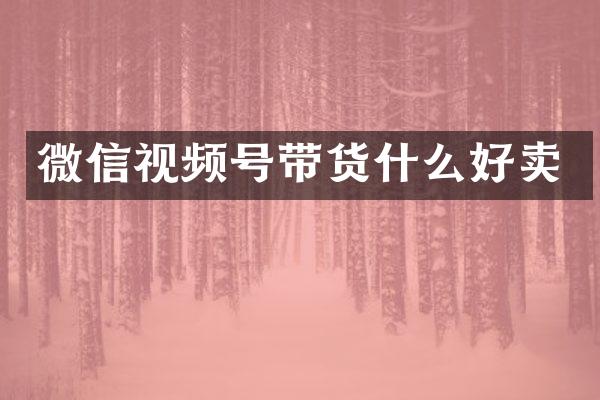 微信视频号带货什么好卖