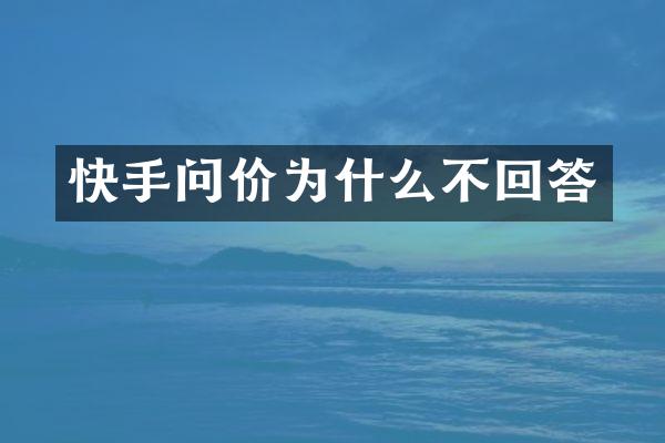 快手问价为什么不回答