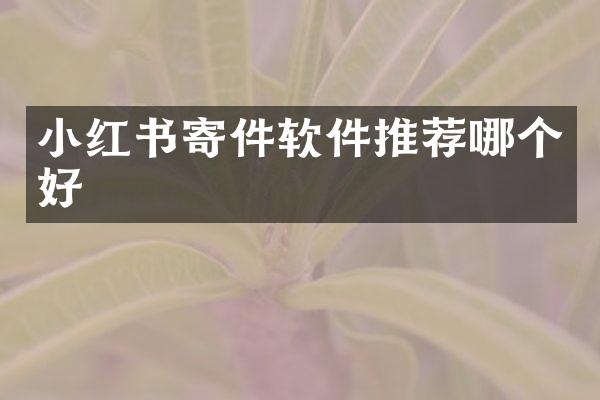 小红书寄件软件推荐哪个好