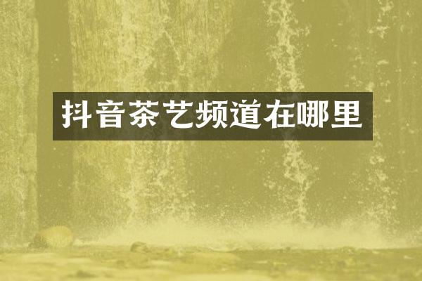 抖音茶艺频道在哪里