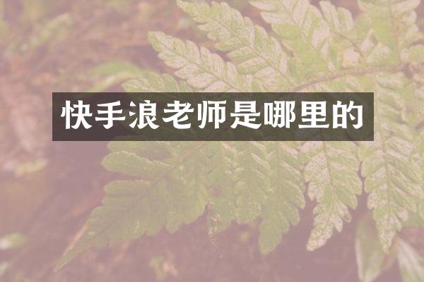 快手浪老师是哪里的