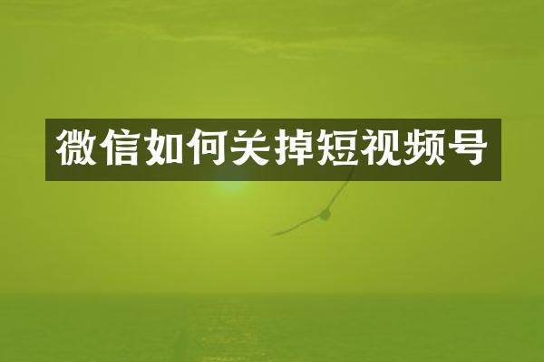 微信如何关掉短视频号