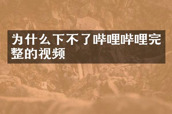 为什么下不了哔哩哔哩完整的视频
