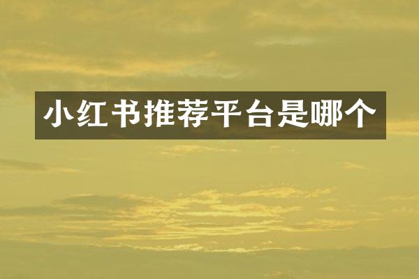 小红书推荐平台是哪个