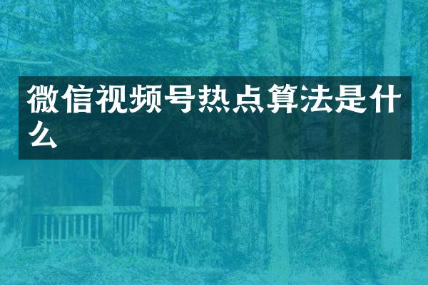 微信视频号热点算法是什么