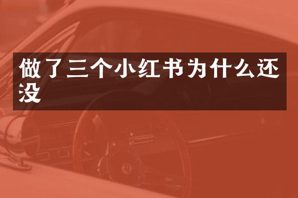 做了三个小红书为什么还没