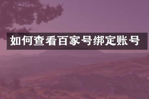 如何查看百家号绑定账号