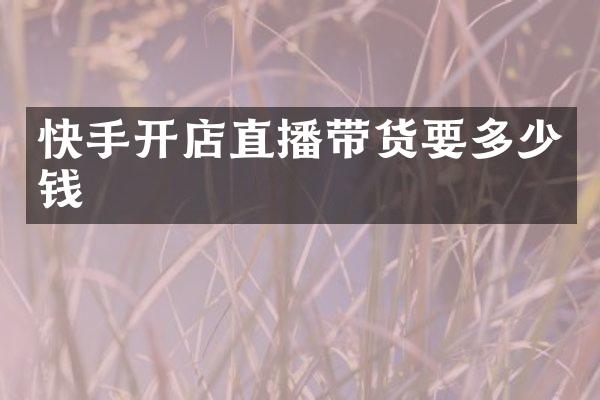 快手开店直播带货要多少钱