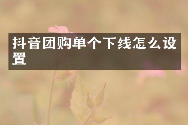 抖音团购单个下线怎么设置