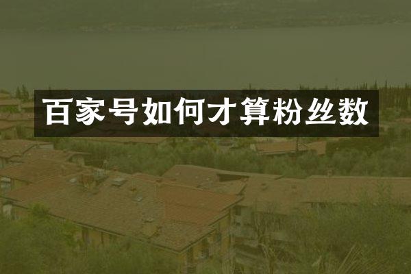 百家号如何才算粉丝数