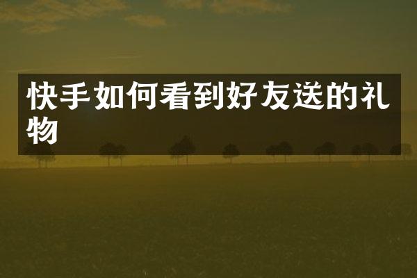 快手如何看到好友送的礼物