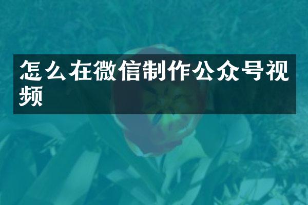怎么在微信制作公众号视频