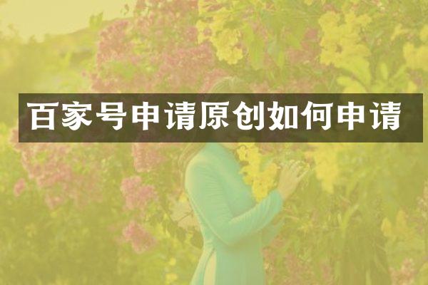 百家号申请原创如何申请