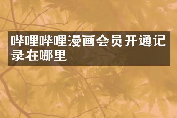哔哩哔哩漫画会员开通记录在哪里