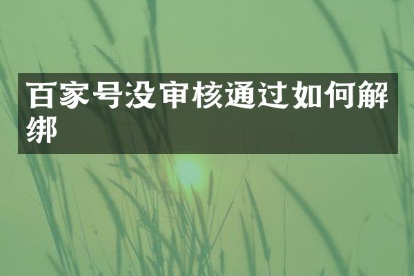 百家号没审核通过如何解绑