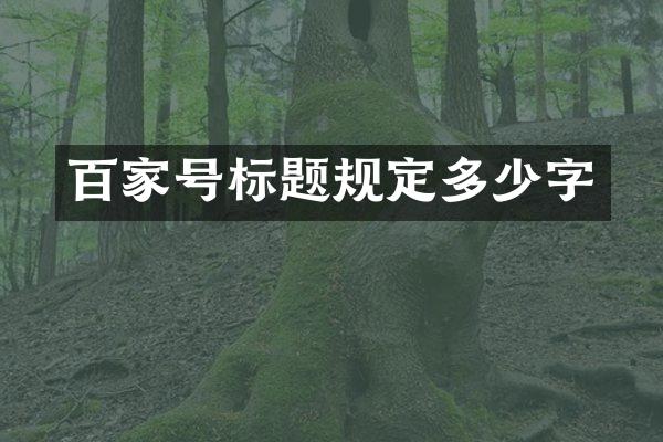 百家号标题规定多少字
