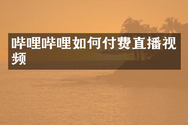 哔哩哔哩如何付费直播视频