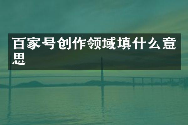 百家号创作领域填什么意思