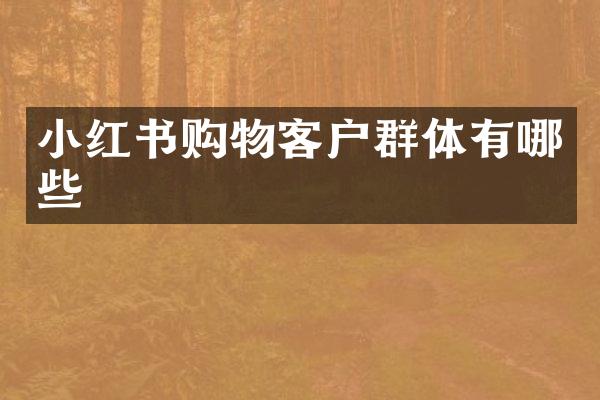 小红书购物客户群体有哪些