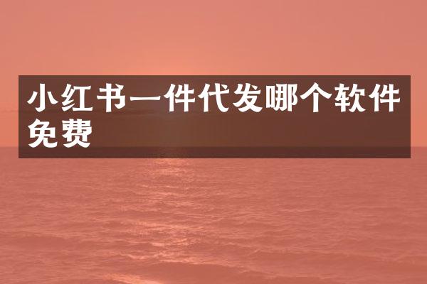 小红书一件代发哪个软件免费