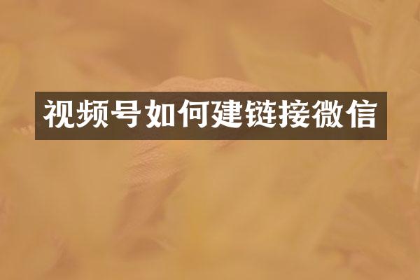 视频号如何建链接微信