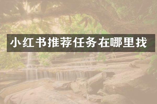 小红书推荐任务在哪里找