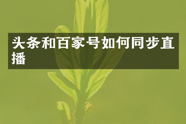 头条和百家号如何同步直播