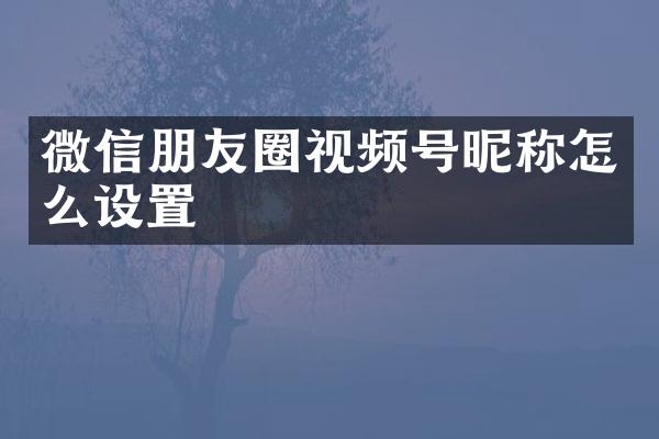 微信朋友圈视频号昵称怎么设置