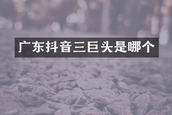 广东抖音三巨头是哪个