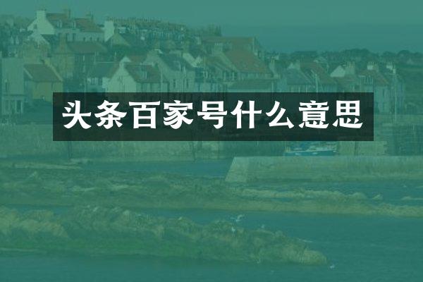 头条百家号什么意思