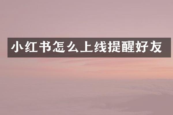 小红书怎么上线提醒好友