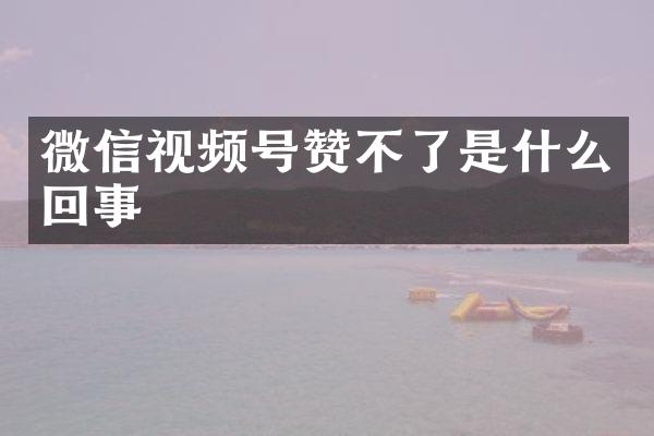 微信视频号赞不了是什么回事