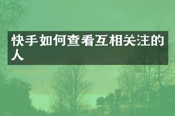 快手如何查看互相关注的人