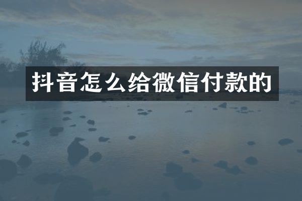 抖音怎么给微信付款的