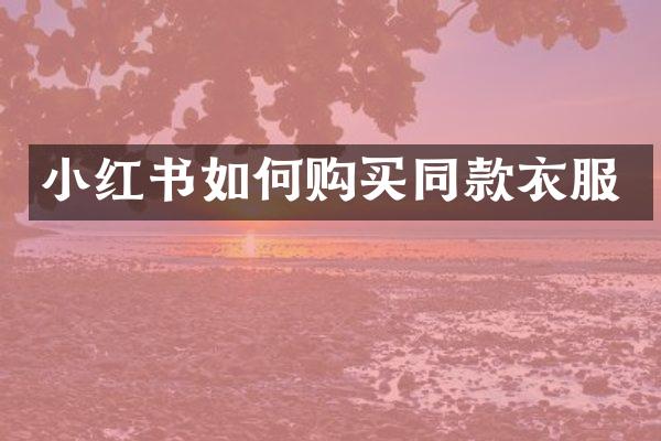 小红书如何购买同款衣服