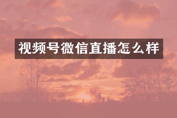 视频号微信直播怎么样