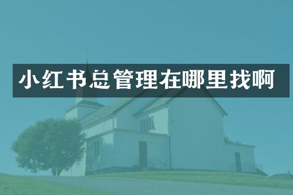 小红书总管理在哪里找啊