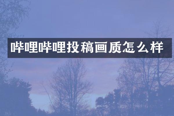 哔哩哔哩投稿画质怎么样