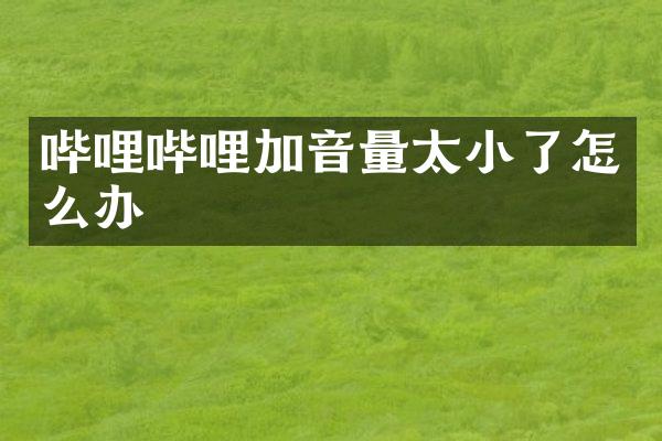 哔哩哔哩加音量太小了怎么办