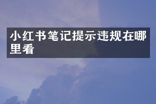 小红书笔记提示违规在哪里看