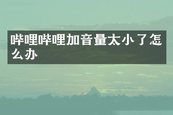 哔哩哔哩加音量太小了怎么办