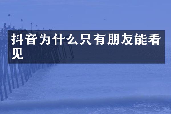 抖音为什么只有朋友能看见